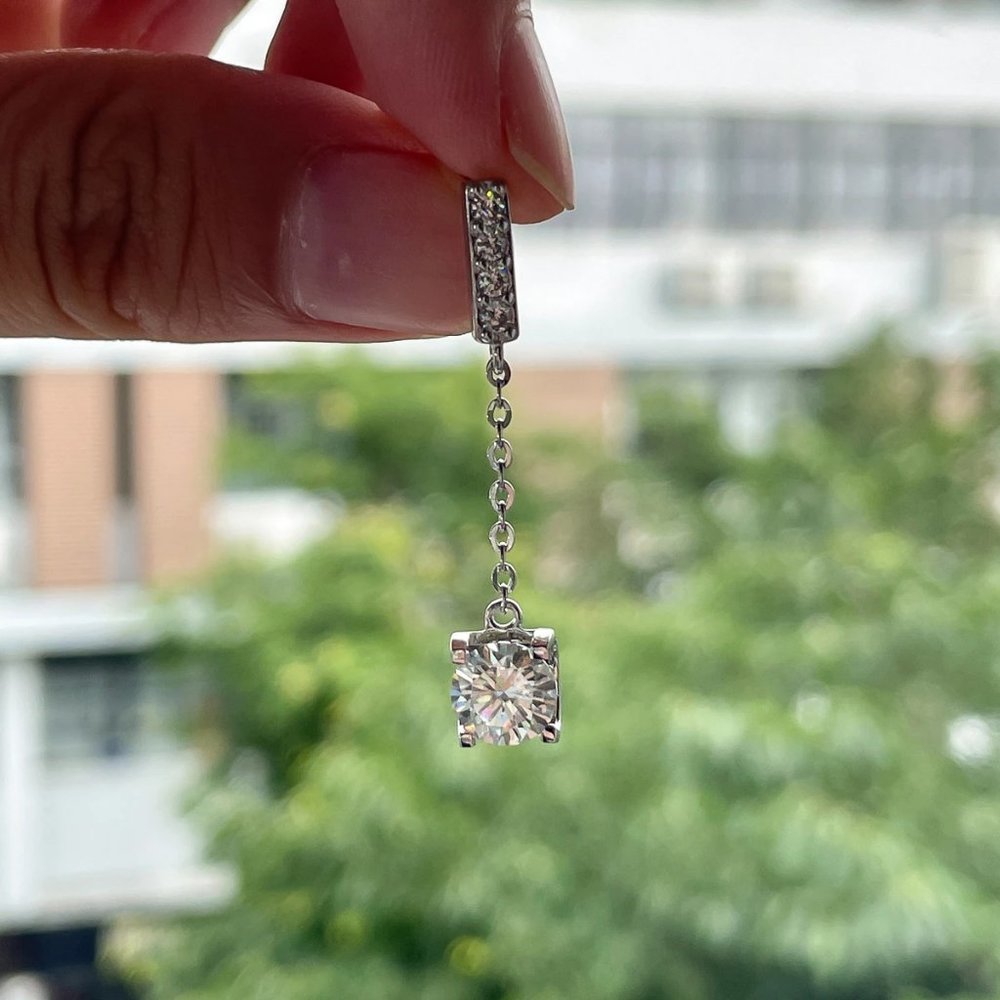 Certified 2ct. t.w. Moissanite Diamond Drop Earrings NEW A - Picture 8 of 13